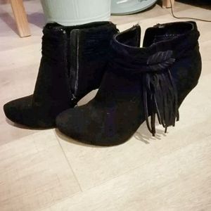 Black Fringe Ankle Booties